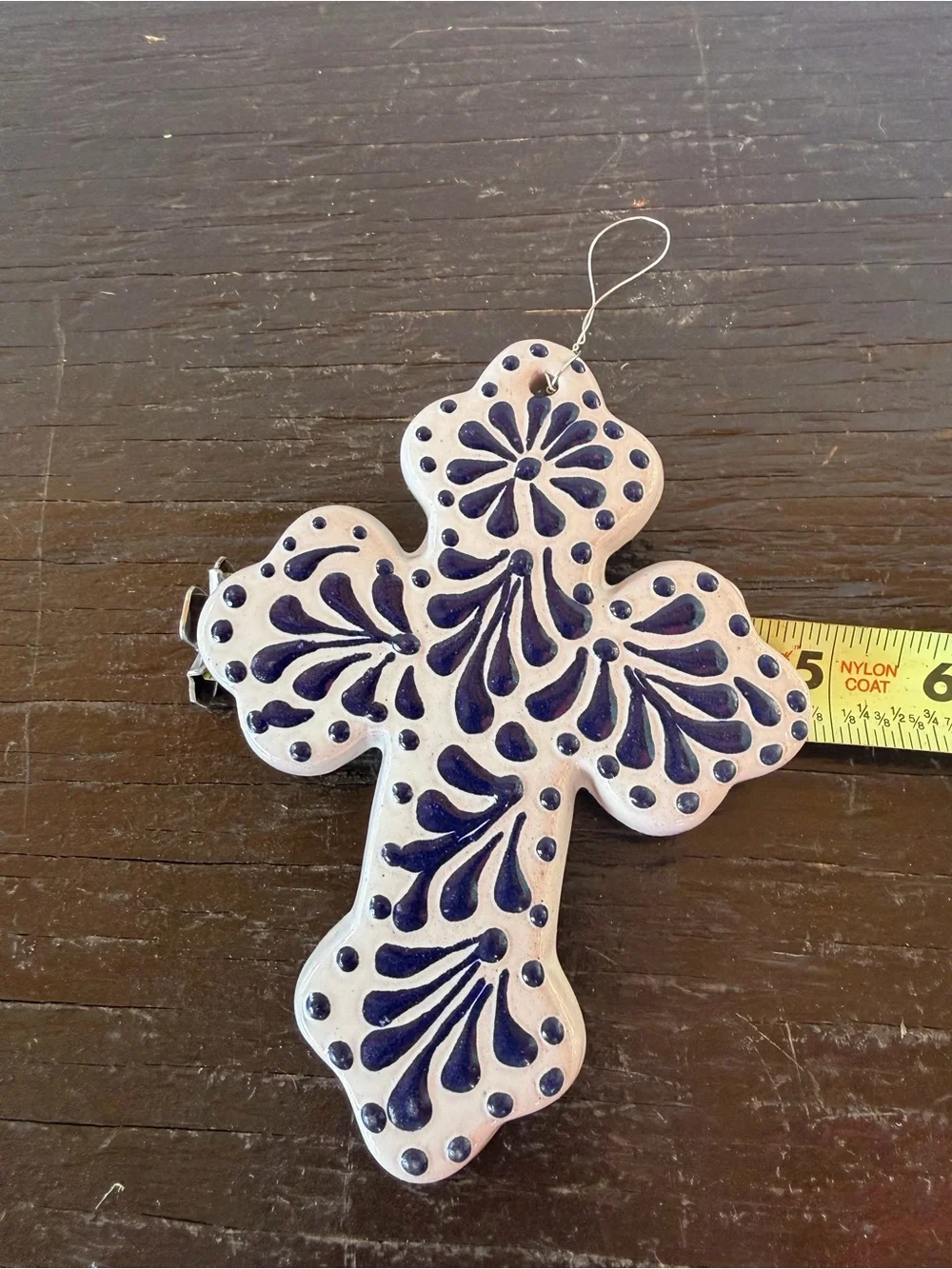 Talavera White & Blue Decorative Cross Hanging Decor.